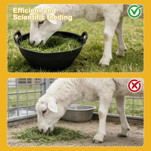 6Pcs Rubber Feed Pan with Handle, 3 Gallon / 12 Quart Rubber Feed Pan Utility Horse Feed Bucket for Cats Dogs Goats Chicken Dust Bath Container Animal Feeding Watering Bowl in Saudi Arabia