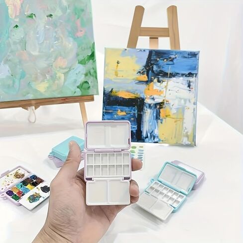 12 Wells Watercolor Palette Paint Tray Paint Palette Painting Supplies Watercolor Supplies, Portable Mini paint Mixing Tray with Lid, Plastic Travel palette Box for watercolor Gouache Acrylic Painting in Saudi Arabia