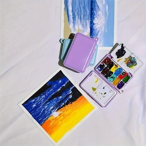 12 Wells Watercolor Palette Paint Tray Paint Palette Painting Supplies Watercolor Supplies, Portable Mini paint Mixing Tray with Lid, Plastic Travel palette Box for watercolor Gouache Acrylic Painting in Saudi Arabia