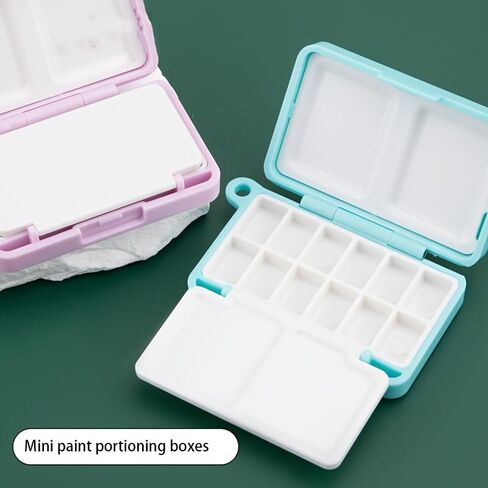 12 Wells Watercolor Palette Paint Tray Paint Palette Painting Supplies Watercolor Supplies, Portable Mini paint Mixing Tray with Lid, Plastic Travel palette Box for watercolor Gouache Acrylic Painting in Saudi Arabia