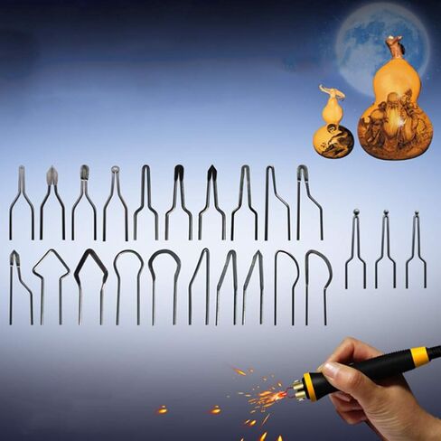 23pcs Pyrography Wire Tips, Tips for Pyrography Machine, Replacement Wood Burning Tip Kit, Portable Wood Burning Tip Wire Nibs(Color:Silver) in Saudi Arabia