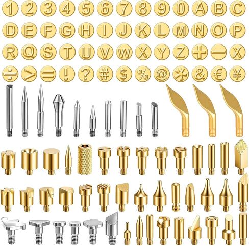 108 Pieces Wood Burning Tip Pyrography Complete Wood Burning Tip Set with Alphabet Letters Numbers Symbols for DIY Wooden Burner Carving Leather Crafting Projects in Kuwait