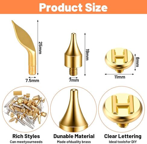 108 Pieces Wood Burning Tip Pyrography Complete Wood Burning Tip Set with Alphabet Letters Numbers Symbols for DIY Wooden Burner Carving Leather Crafting Projects in Kuwait