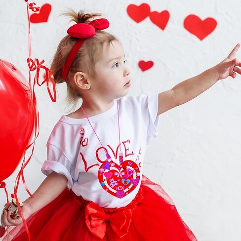 Winlyn 24 Sets Valentine's Day Heart Necklace Decorations DIY Valentine Craft Kits Assorted Heart Shaped with Valentine Foam Stickers for Kids School Classroom Activities Party Favors Gift Exchange in Saudi Arabia