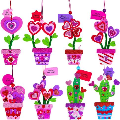 Winlyn 24 مجموعات بوعاء القلب زهرة الحرفية مجموعات DIY عيد الحب الحلي الزينة القلب رغوة ملصقات الفنون والحرف اليدوية للأطفال الربيع عيد ميلاد الفصول الدراسية الأنشطة حزب تفضل تبادل الهدايا in Saudi Arabia