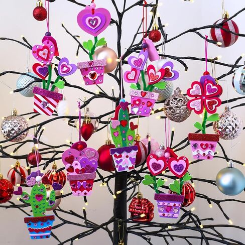 Winlyn 24 مجموعات بوعاء القلب زهرة الحرفية مجموعات DIY عيد الحب الحلي الزينة القلب رغوة ملصقات الفنون والحرف اليدوية للأطفال الربيع عيد ميلاد الفصول الدراسية الأنشطة حزب تفضل تبادل الهدايا in Saudi Arabia