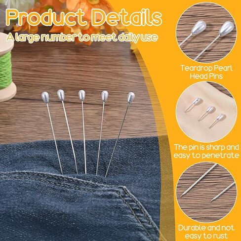 100PCS Corsage Pins, 3 Inch Long Teardrop Pearl Head Pins, Boutonniere Pin Straight Head for Sewing DIY Craft Decoration, Wedding, Jewelry Flower Decoration Pinning Quilt in Saudi Arabia