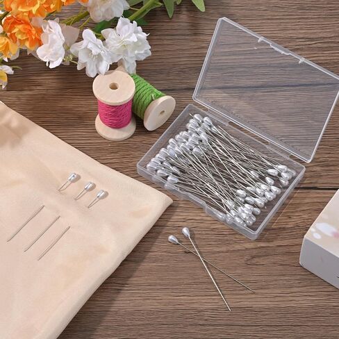 100PCS Corsage Pins, 3 Inch Long Teardrop Pearl Head Pins, Boutonniere Pin Straight Head for Sewing DIY Craft Decoration, Wedding, Jewelry Flower Decoration Pinning Quilt in Saudi Arabia