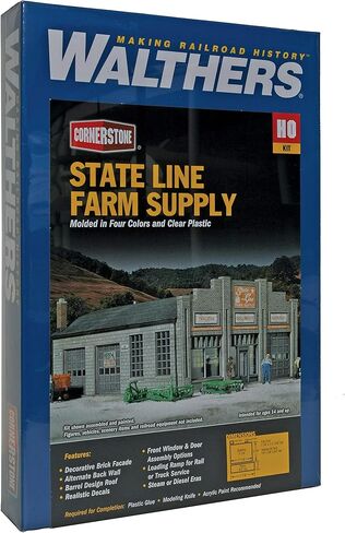 Walthers Cornerstone Series Kit HO Scale State Line Farm Supply Grey in Saudi Arabia