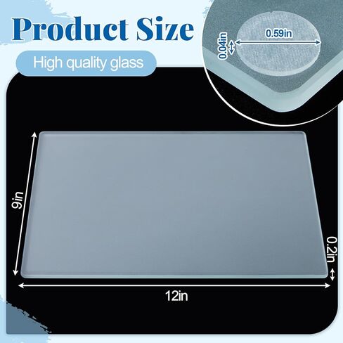 Nuanchu 12 x 9 x 0.2 Inch Tempered Frosted Glass Paint Muller Slab Mineral Pigment Grinding Plate for DIY Oil Painting Watercolor Oil Acrylic Painting in Saudi Arabia