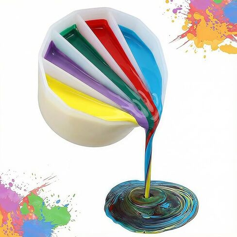 Silicone Split Cups, Thickened Reusable Dual-Compartment Resin Mixing Cup with Separator, Painting Tool for Resin Craft Fluid Art, Acrylic Pouring, and Artistic Creation, White in Saudi Arabia