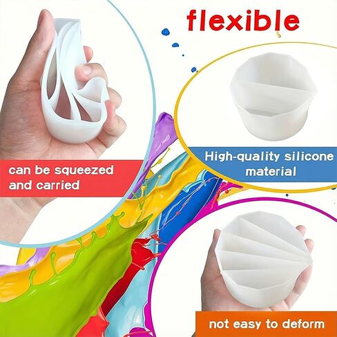 Silicone Split Cups, Thickened Reusable Dual-Compartment Resin Mixing Cup with Separator, Painting Tool for Resin Craft Fluid Art, Acrylic Pouring, and Artistic Creation, White in Saudi Arabia