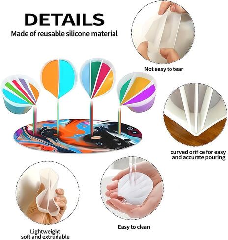 Silicone Split Cups, Thickened Reusable Dual-Compartment Resin Mixing Cup with Separator, Painting Tool for Resin Craft Fluid Art, Acrylic Pouring, and Artistic Creation, White in Saudi Arabia