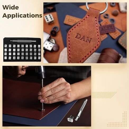37 Pcs Leather Stamps Tools Set, Heavy Duty Steel Alphabet and Number Punch Kit with Handle, 6 mm Metal Letter Stamping Tools for Leathercraft Projects, DIY Leather Stamping Kit in Saudi Arabia