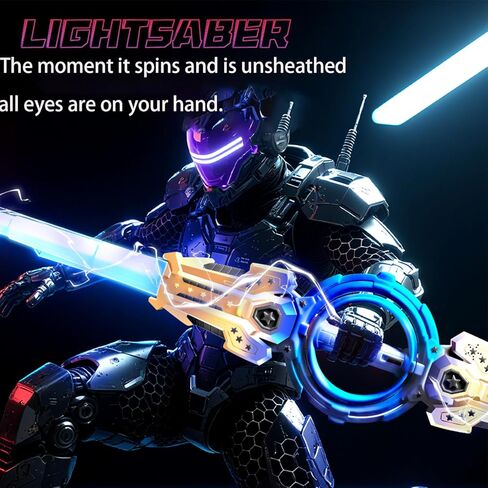 2 pcs Rotating Lightsaber Toy Set, 43 inches Long, with hit-Sensitive Sound Effects,Perfect for Rave Parties, Role-Playing, and Shows (Purple and Blue Dual Packs) in Kuwait
