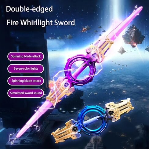 2 pcs Rotating Lightsaber Toy Set, 43 inches Long, with hit-Sensitive Sound Effects,Perfect for Rave Parties, Role-Playing, and Shows (Purple and Blue Dual Packs) in Kuwait
