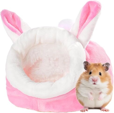 mini&moe Hamster Bed - Small Animal Warm House Cozy Sleeping Chew Proof Fleece Nest Hamster Cage Accessories for Dwarf Gerbil, Rat,Hedgehog, Sugar Glider in Kuwait