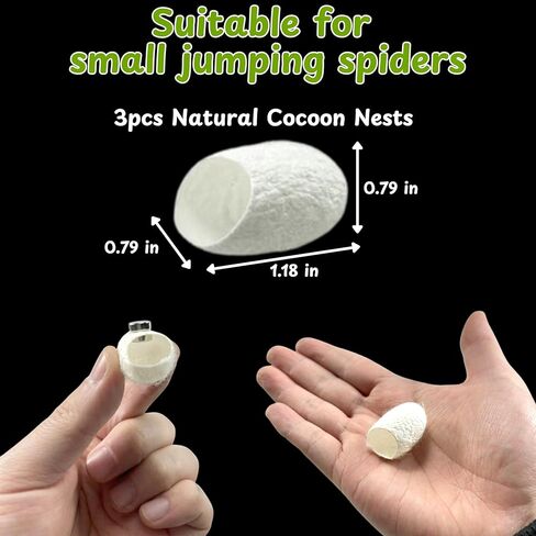 Jumping Spider Hammock Hideout with Rope Bridge & 3 Silk Cocoon Huts, Tarantula Hide & Climbing Accessory for Arboreal Enclosures (Silk Cocoon) in Saudi Arabia