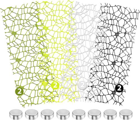 شريط طحالب من Harhana Jumping Spider Webbed Ribbon، 8 قطع ديكور طحالب مع 8 مغناطيسات لسهولة الإعداد لحاوية العنكبوت القفز، شبكة تسلق الموائل وديكور Terrarium (أسود، أبيض، أصفر، أخضر) in Kuwait