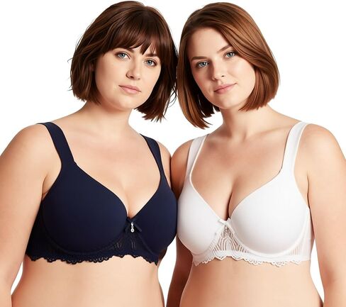 Curve Muse Women's Lightly Padded Underwire Lace Bra with Padded Shoulder Straps in Saudi Arabia
