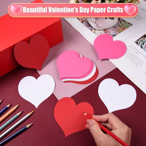 MixTeach 180Pcs Heart Cutouts Paper Valentine's Day 4 Inch Heart Shape Card Paper Heart Die Cut with Glue Point Dots for Classroom Bulletin Board Decor Kids’ Love and Peace School Craft Project in Saudi Arabia