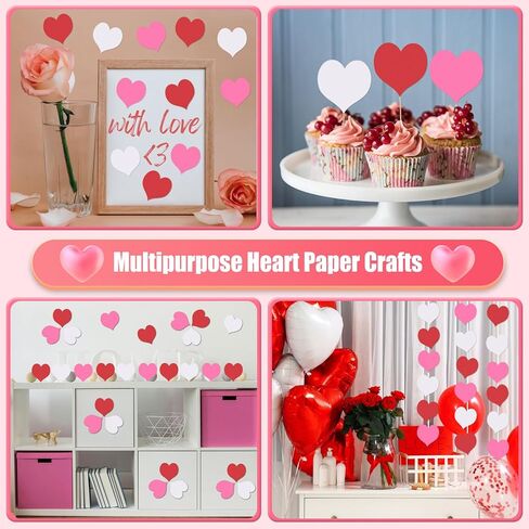 MixTeach 180Pcs Heart Cutouts Paper Valentine's Day 4 Inch Heart Shape Card Paper Heart Die Cut with Glue Point Dots for Classroom Bulletin Board Decor Kids’ Love and Peace School Craft Project in Saudi Arabia