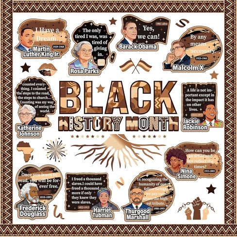 Black History Classroom Decorations - Black History Month Bulletin Board Decorations, Famous African American Paper Cutouts Set for Chalkboard, School Office Wall Decor Supplies in Saudi Arabia