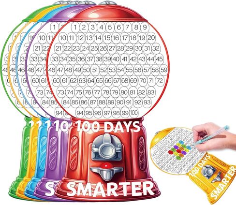 Fancy Land 100 Days of School Craft Kits Happy 100th Day Gumball Machine Coloring Crafts for Kids School Party Decorations Art Project Supplies Painting Activities 24Pcs in Saudi Arabia