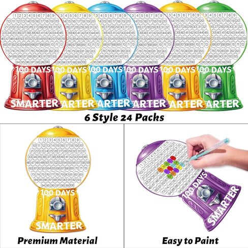 Fancy Land 100 Days of School Craft Kits Happy 100th Day Gumball Machine Coloring Crafts for Kids School Party Decorations Art Project Supplies Painting Activities 24Pcs in Saudi Arabia