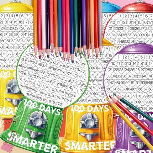 Fancy Land 100 Days of School Craft Kits Happy 100th Day Gumball Machine Coloring Crafts for Kids School Party Decorations Art Project Supplies Painting Activities 24Pcs in Saudi Arabia