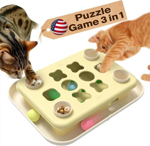 KADTC 3 Ways to Play - Large Size Cat Treat Puzzle Toy U.S. Brand & Design Track Balls & Peek-and-Play Box for Indoor Cats Puzzles Slow Feeder Kitten Enrichment Toys Interactive Brain-Teasing Game in Saudi Arabia