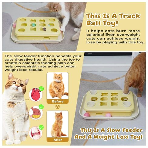 KADTC 3 Ways to Play - Large Size Cat Treat Puzzle Toy U.S. Brand & Design Track Balls & Peek-and-Play Box for Indoor Cats Puzzles Slow Feeder Kitten Enrichment Toys Interactive Brain-Teasing Game in Saudi Arabia