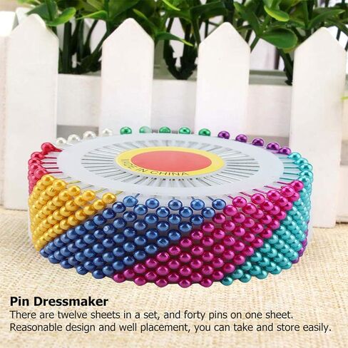 Faux Pearl Dressmaker Pins for Crafts with 480pcs for Sewing, Dressmaking, and Floral Bouquets DIY Tool (Colorful) in Saudi Arabia