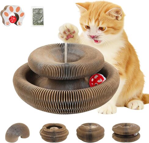 Flexible Cat Scratcher Toy, Interactive Foldable Magic Organ Cat Scratcher for Indoor Cats, Bored Kittens & Adults, Durable Cardboard Cat Toy for Exercise & Stress Relief in Saudi Arabia