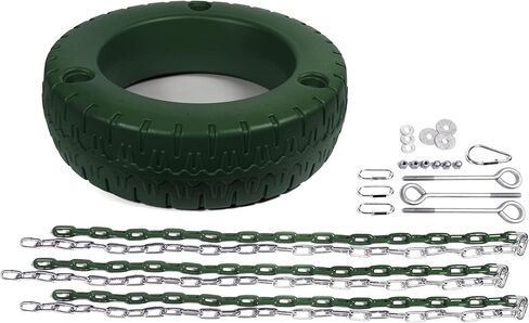 Playset Tire Swing Kit, 25" W x 7" H, Green, 66" PVC Coated Green Chain, Zinc for Jungle Gyms and Swing Sets 1 PK (KIT-GN66CPTS) in Saudi Arabia