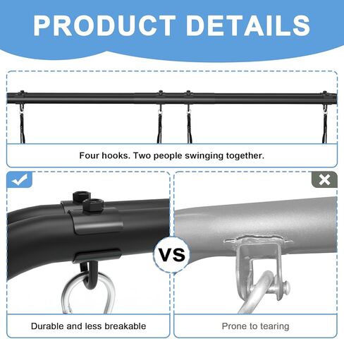 إطار متأرجح، حامل متأرجح بمقعدين مع أوتاد أرضية، معدن سميك شديد التحمل، إطار حامل يدعم ما يصل إلى 440 رطل، للأطفال والكبار في الأماكن المغلقة والمفتوحة (بدون مقعد) in Kuwait