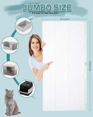 Litter Box Liners Extra-Thick, 30 Count Jumbo Size Cat Litter Bags Large, Kitty Litter Liner XL, Easy Clean Up Litter Pan Liners, Pet Cat Supplies - 36" x 18" in Saudi Arabia