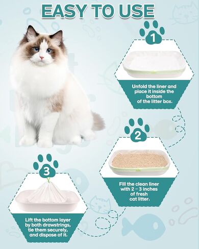 Litter Box Liners Extra-Thick, 30 Count Jumbo Size Cat Litter Bags Large, Kitty Litter Liner XL, Easy Clean Up Litter Pan Liners, Pet Cat Supplies - 36" x 18" in Saudi Arabia