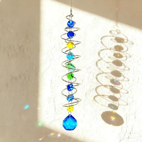 17" Chakra Bead Wind Spinner with Spiral Tail, Crystal Sun Catcher for Garden Decor, Indoor & Outdoor Rainbow Maker in Saudi Arabia