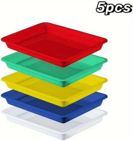 Plastic Art Trays,5 Pieces Stackable Activity Crafts Organizer, Serving, Jewelry Tray for DIY Projects, Painting, Beads, Organizing Supply in Saudi Arabia