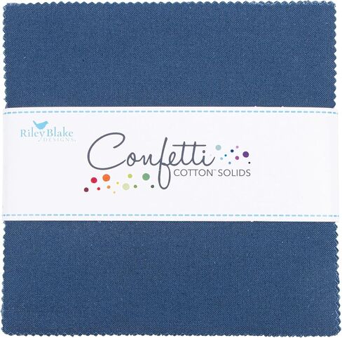 Confetti Cotton Solids Oxford Blue 42 5-inch Squares Charm Pack Riley Blake 5-120-OXFORD-42 in Saudi Arabia