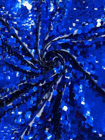 New Creations Fabric & Foam Inc، قماش Paillette Sequin على شكل مقياس السمك من The Yard (أكوا - تركواز على أزرق) in Saudi Arabia