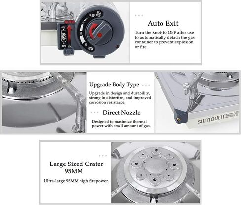 موقد تخييم محمول من SUNTOUCH - موقد غاز البوتان، إيقاف أمان تلقائي، ستانلس ستيل - يتضمن حقيبة حمل صلبة (الحجم الكامل) in Kuwait