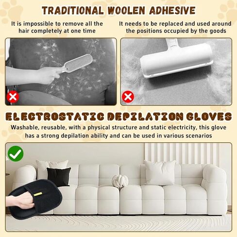Pet Hair Removal Glove, Pet Hair Remover Gloves for Cats & Dogs, Dogs, Electrostatic Pet Hair Removal Gloves Brush for Pets Hair, Suitable for All Pets (2pcs) in Saudi Arabia