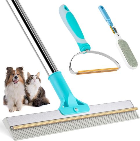3-Pack Pet Hair Remover Tools, Carpet Rake for Pet Hair Removal, Long Handle Double-Sided Carpet Fur Removal Lint Scraper Brush Dog Cat Hair Remover for Sofa, Couch, Rug, Stairs, Clothes, Blue in Saudi Arabia