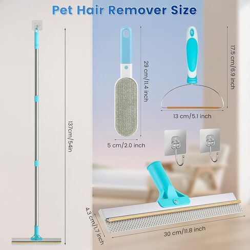 3-Pack Pet Hair Remover Tools, Carpet Rake for Pet Hair Removal, Long Handle Double-Sided Carpet Fur Removal Lint Scraper Brush Dog Cat Hair Remover for Sofa, Couch, Rug, Stairs, Clothes, Blue in Saudi Arabia