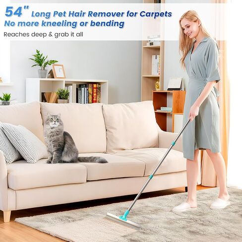 3-Pack Pet Hair Remover Tools, Carpet Rake for Pet Hair Removal, Long Handle Double-Sided Carpet Fur Removal Lint Scraper Brush Dog Cat Hair Remover for Sofa, Couch, Rug, Stairs, Clothes, Blue in Saudi Arabia