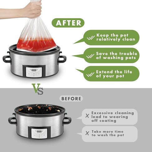 Slow Cooker Liners, 20 Cooking Bags Extra Large Disposable Pot Liner Plastic Bags for 6QT to 10QT Slow Cooker Cooking Pans, 14“ x 22", 20 Liners (20) in Kuwait