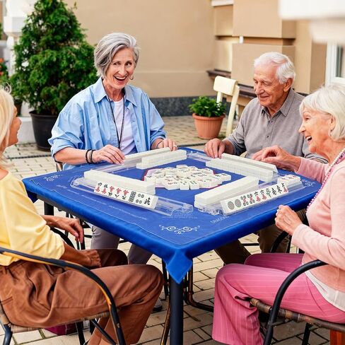 American Mahjong Game Accessories Set Mahjong Table Mat 31.5" x 31.5" with 4 Clear Mahjong Racks with Pushers Non-Slip Portable Mat with Carry Bag in Kuwait