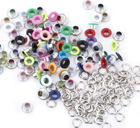 100 Sets Metal Eyelets, 5mm Multi Color Grommets Kit Round Eyelet Grommets for Scrapbooking Card Making Leather Craft Shoes Clothes(Colorful) in Saudi Arabia